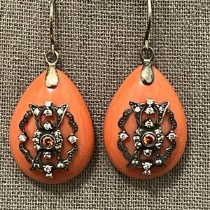 Vintage Mirim Orange Teardrop Earrings